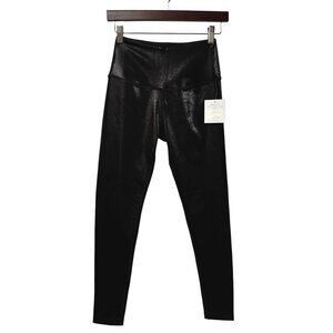 BARRYS FIT High Waist Speed Tight Womens M Shiny Foil Black Cropped Leggings $98